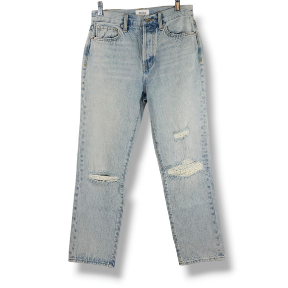 NWOT Pistola Charlie Distressed Button Fly Straight Leg Jeans Sz. 26x27 Blue - Picture 3 of 12